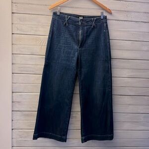 Paige Anessa dark wash high waist cropped jeans wide leg